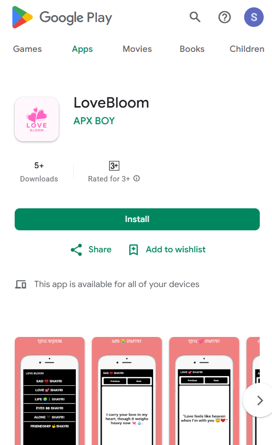 httpsplay.google.comstoreappsdetailsid=com.shayri.lovebloom